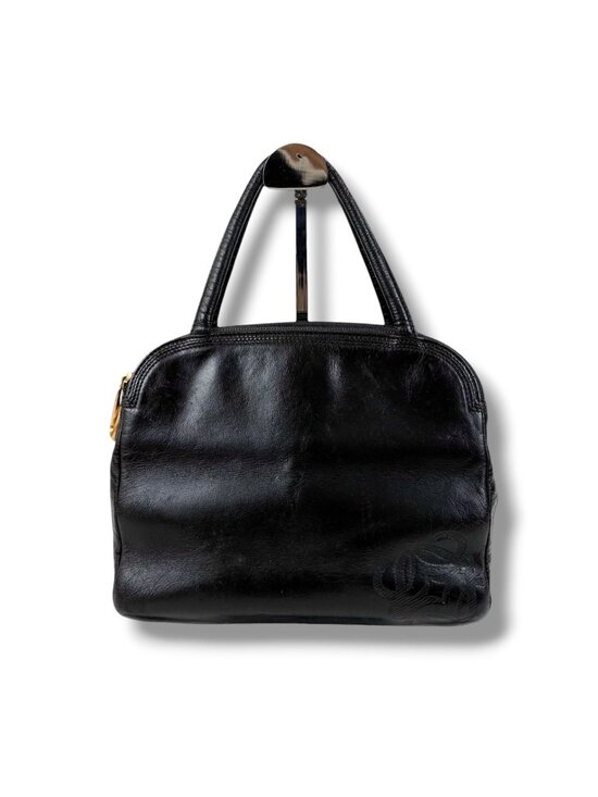 Loewe Anagram Logo Mini Handbag Black Nappa Leather Gold Vintage